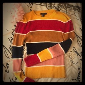 FOREVER 21 MOCK NECK STRIPPED SWEATER